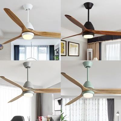 LED 20W সলিড কাঠের সিলিং ফ্যান কাঠের প্রপেলার সিলিং ফ্যান