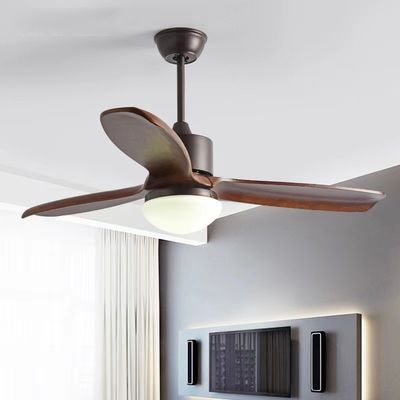 52 ইঞ্চি LED 3 ব্লেড কাঠের সিলিং ফ্যান ডিসি মোটর হালকা কাঠের সিলিং ফ্যান